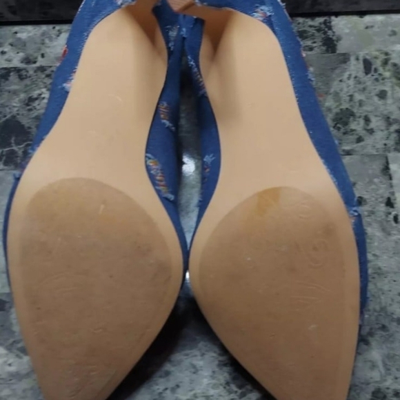 Penny Loves Kenny Denim Mixed Match Pump Womens Sz. 8W - Picture 6 of 9